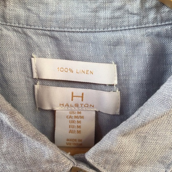 H Halston 100% Linen Collared Shirt Dress - Picture 5 of 6